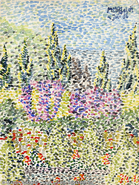 Kunst-Aquarell (Garten auf Capri)